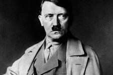 black and white portrait of Adolf Hitler.