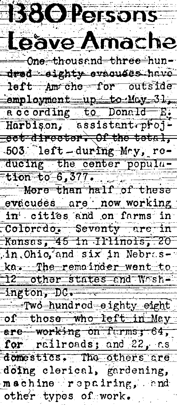 1380 People Leave Amache