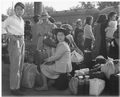 Boarding a train to the Merced Assembly Center