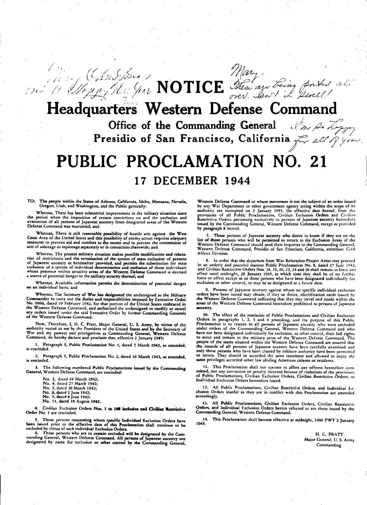 Public Proclamation No. 21