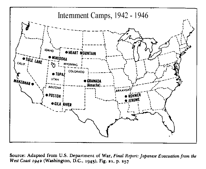 Map of Internment Camps