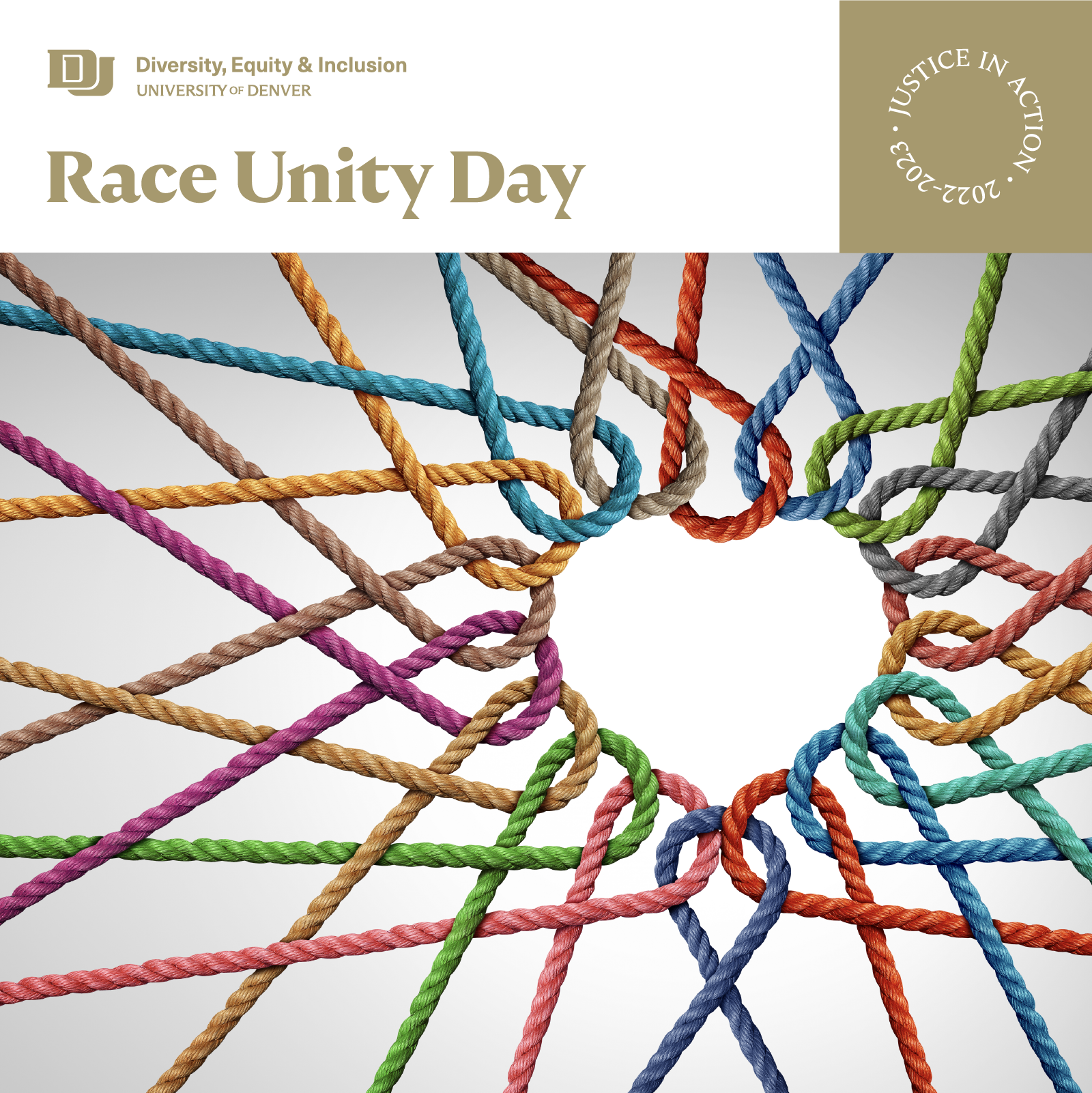 Race Unity Day Graphic; a heart made up of multiple colored ropes