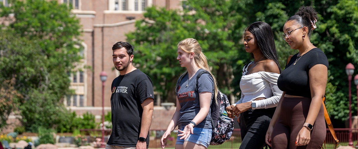 students walking on campus