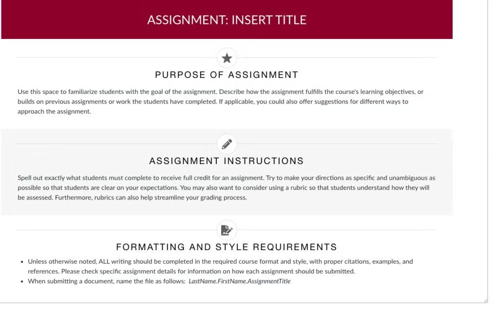 assignment page example