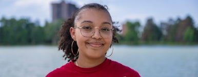 a student smiling at wash park