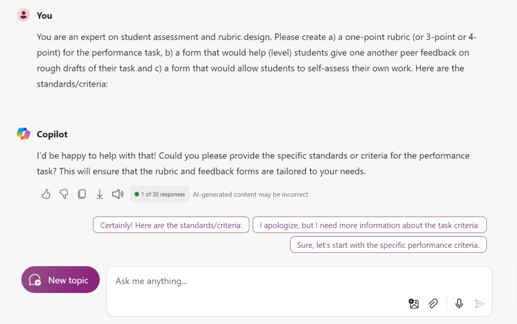 copilot rubric 1