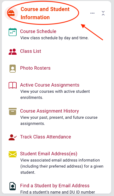 MyDU Course and Student info