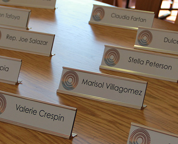 Name badges for Latino representatives