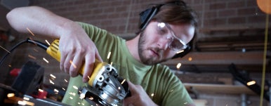 a student is working on a theater stage craft