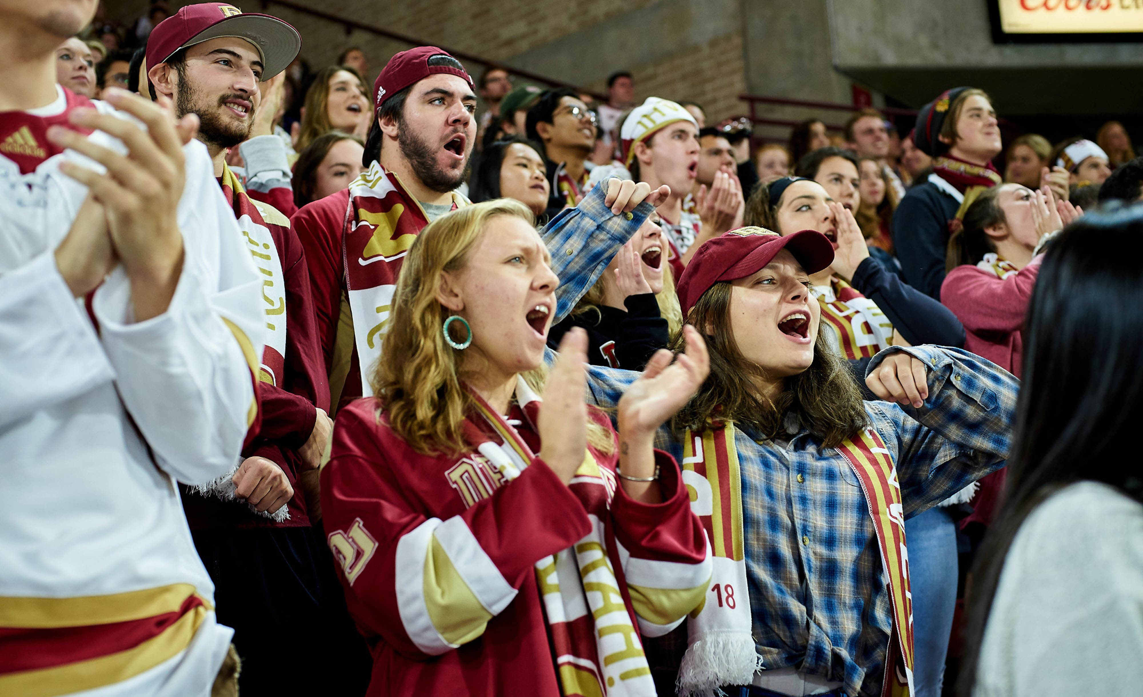 fans at a DU hockey game