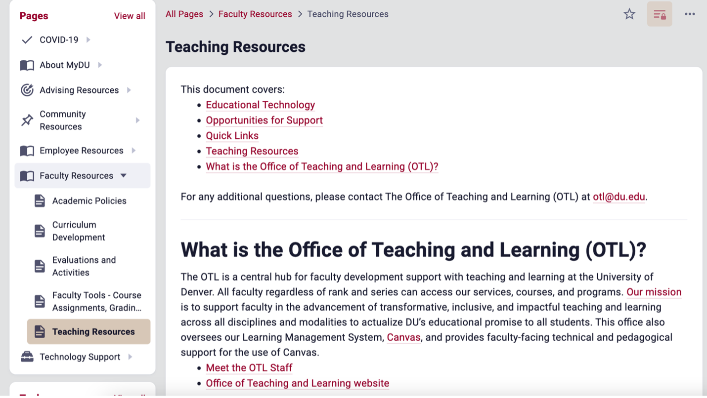 OTL teaching resources in MyDU