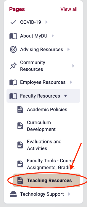 OTL teaching resources in MyDU