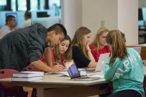 a group of students working on their computers