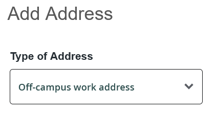 MyDU screenshot of "My Profile" add off campus work address field