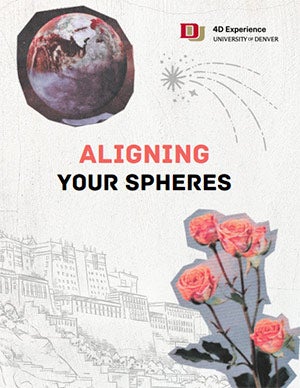 align your spheres zine cover, with a planet and roses on the cover