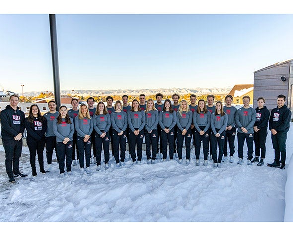 The DU ski team poses for a photo.