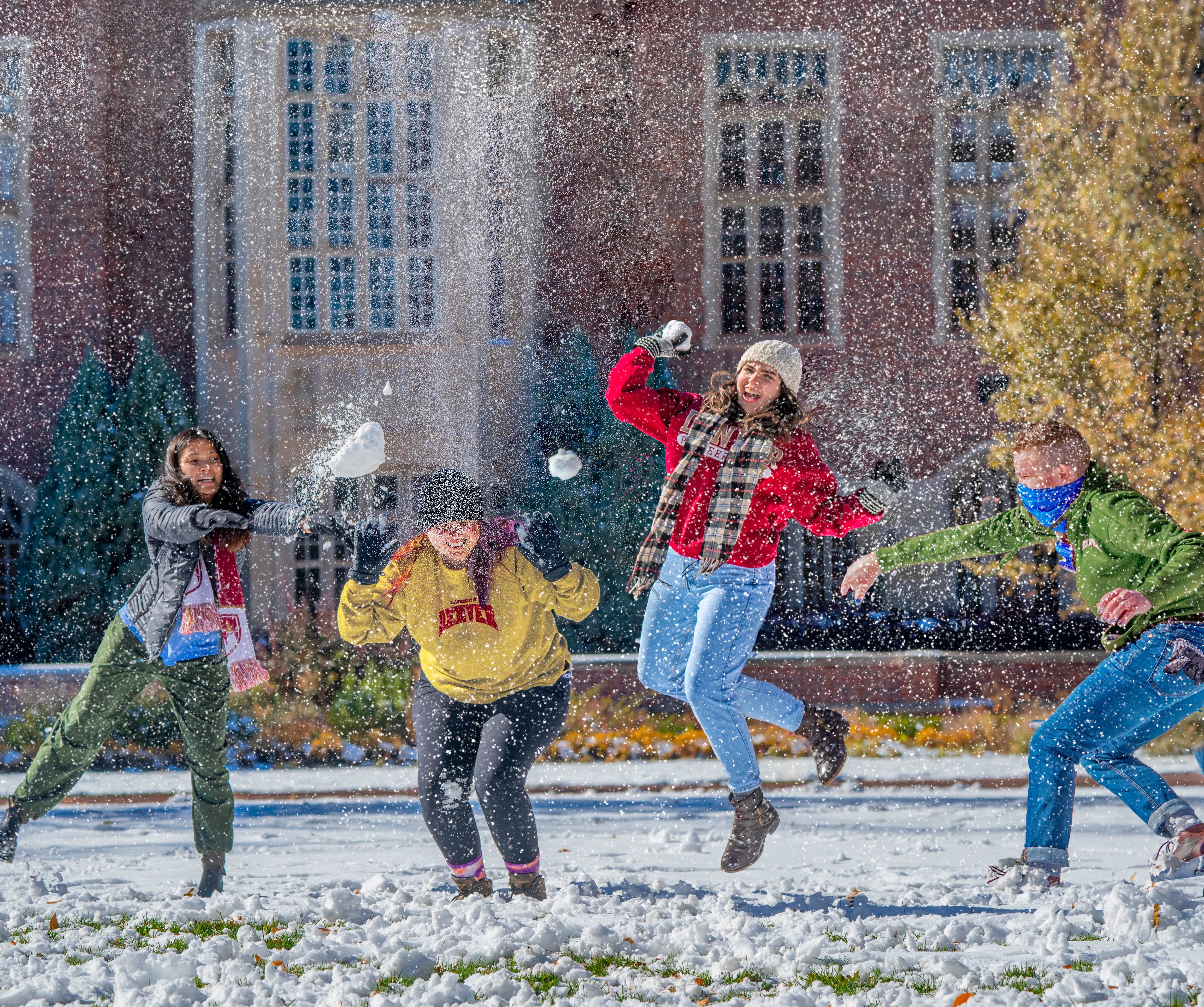 DU Students Having A Snowball Fight