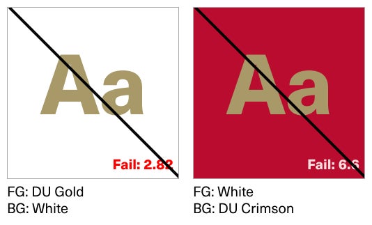 brand color combinations that do not pass the WCAG AA check