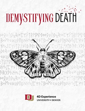 cover for demystifying death, a moth is on the cover