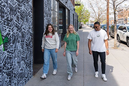 Students walking on the street in Denver