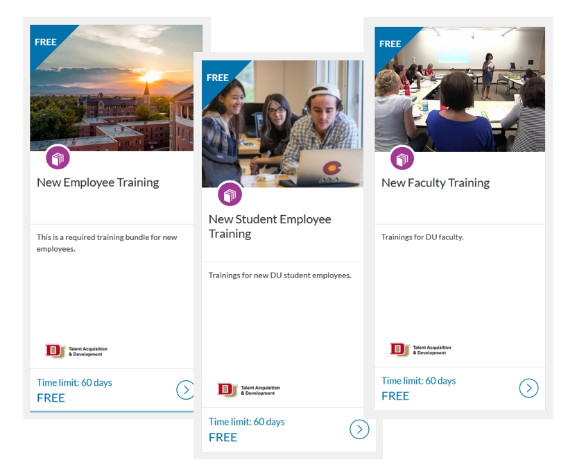 DU Learn images of different employee trainings