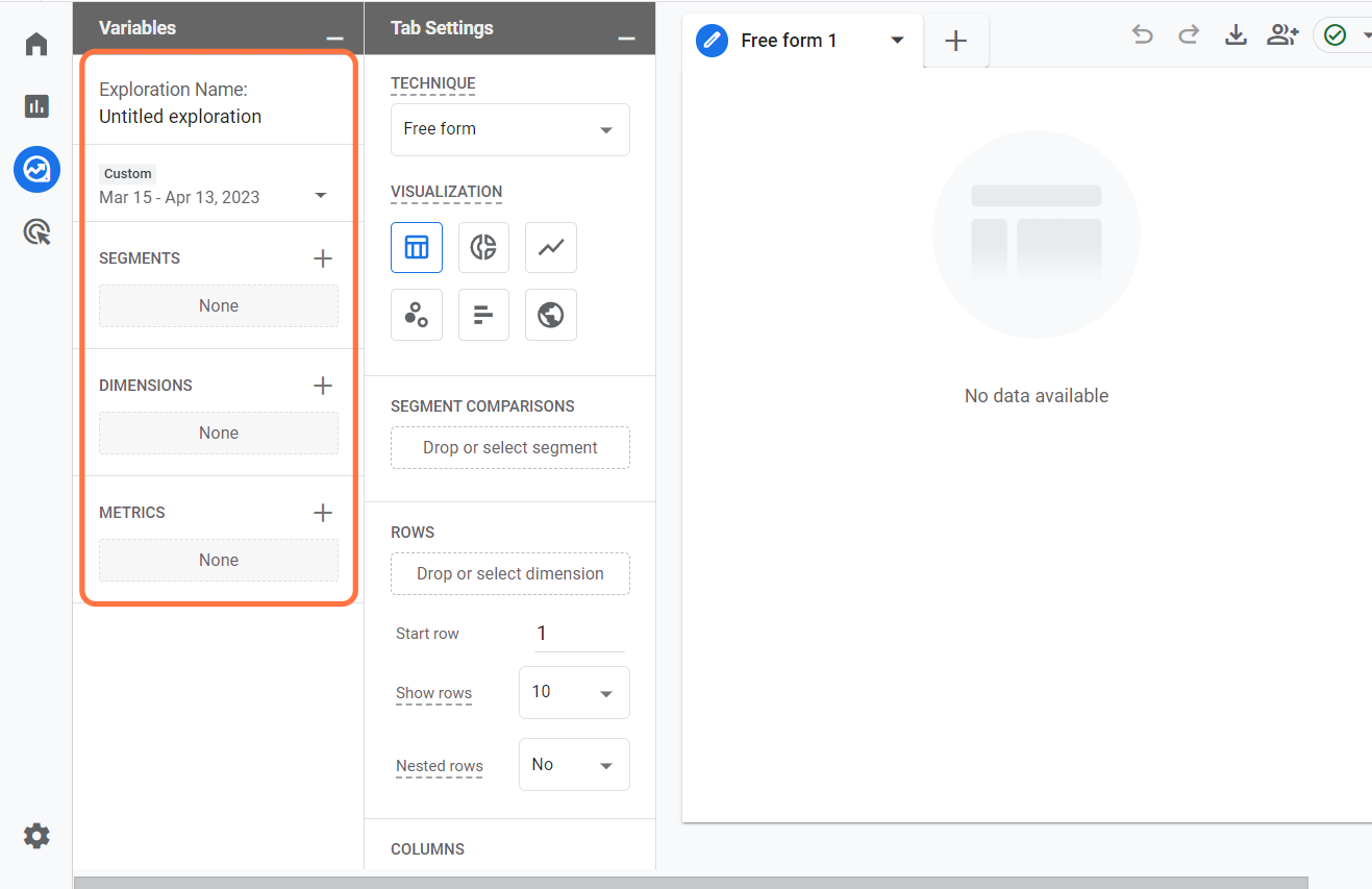 GA4 variable selection