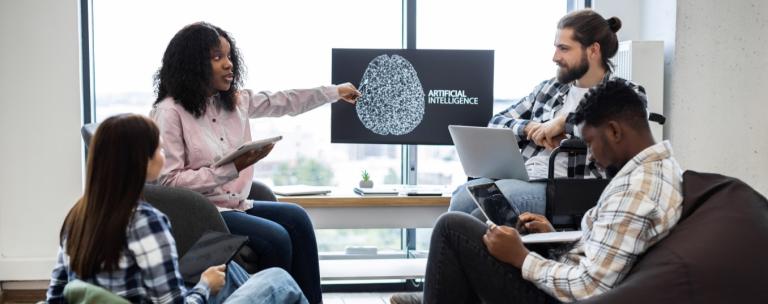 People meeting about AI