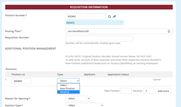 requisition information