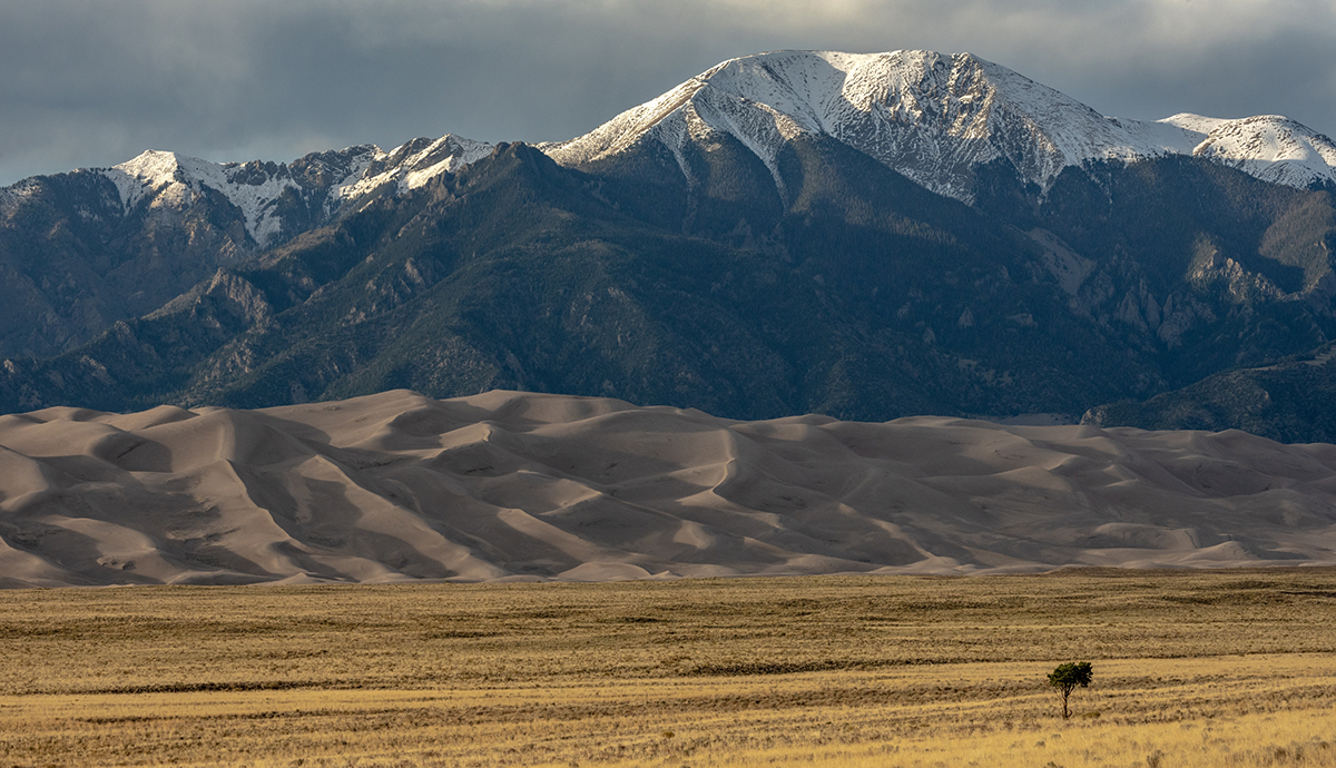 Sand Dunes with mountains in the background