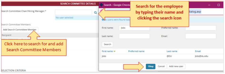 search committee details