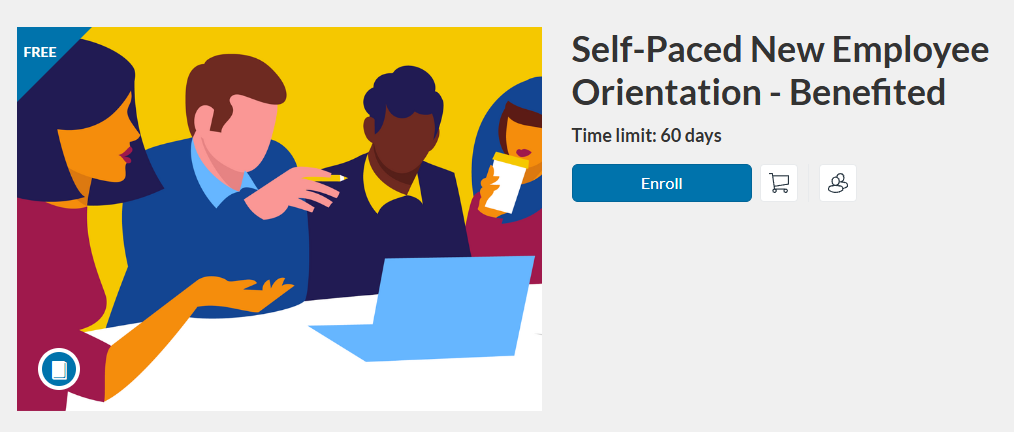 screenshot of the self-paced orientation benefited course 