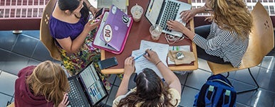 students working together at a table