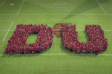 Students form DU logo