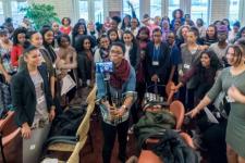 Students taking selfie