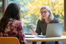 Professor student talking