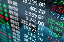 Numbers and arrows on a stock market board