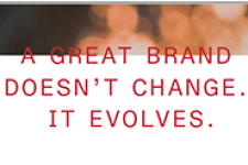 quote in red text: a great brand doesn't change, it evolves