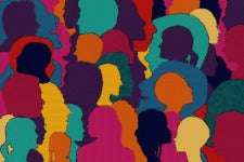 artistic profile of faces to show diversity