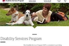 screenshot of disability services program website