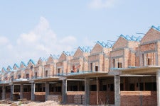 row of houses under construction
