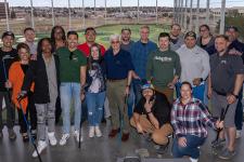 Gen. George Casey posing for a group picture with DU student veterans
