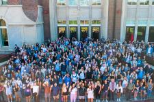 Drone shot of the incoming Denver Law class