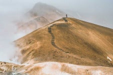 hiker on mountain