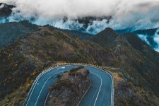 mountain road w hairpin turn