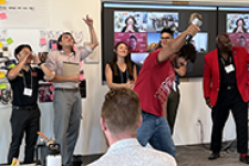 group of people performing a skit