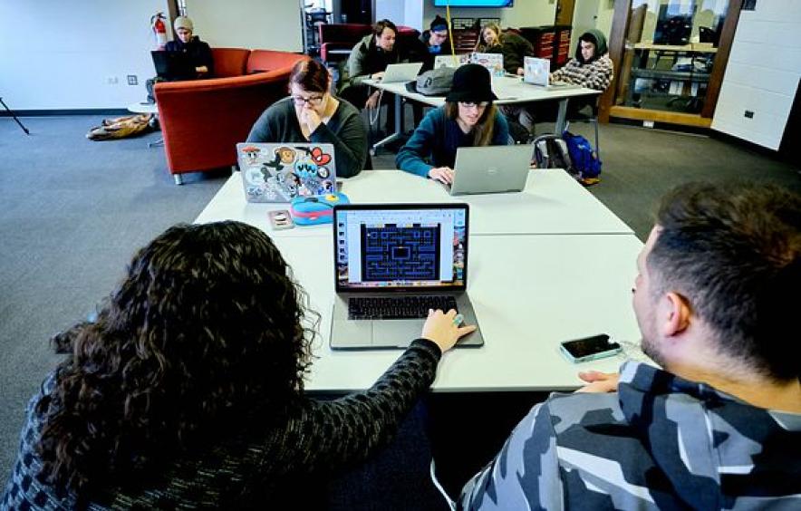Students working at computers