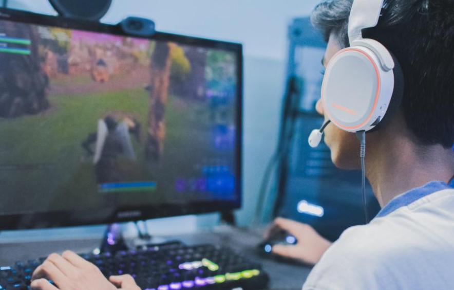 person playing computer video games