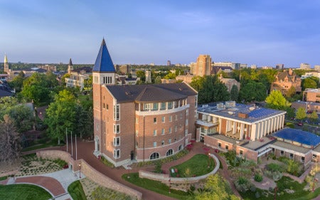 drone view of campus