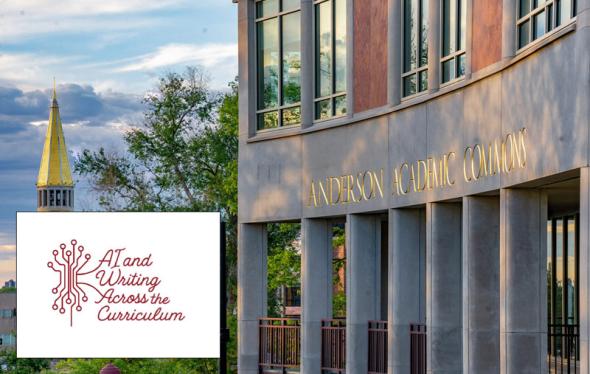 AI and Writing Across the Curriculum logo over building image
