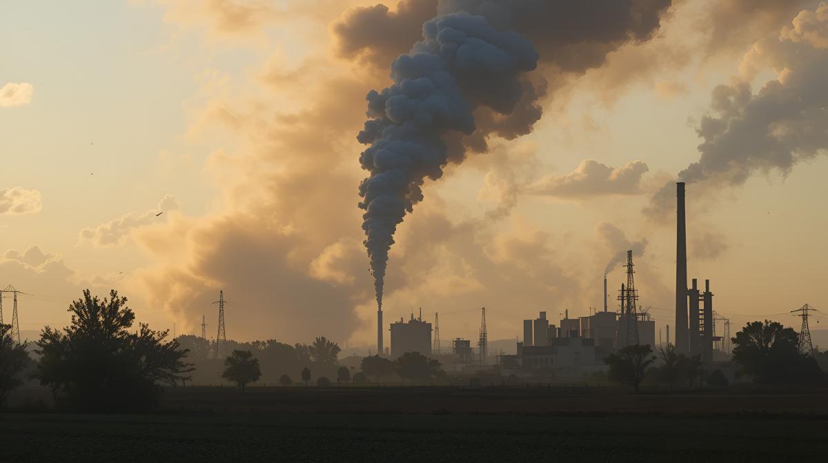 factories billowing smoke into the air